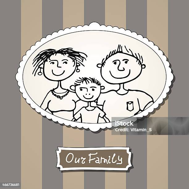 Family Picture With Parents And Son Stock Illustration - Download Image Now - Adult, Animal, Anthropomorphic Smiley Face