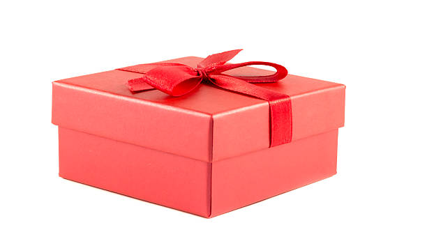 istock Red box with a ribbon on a white background 466739472