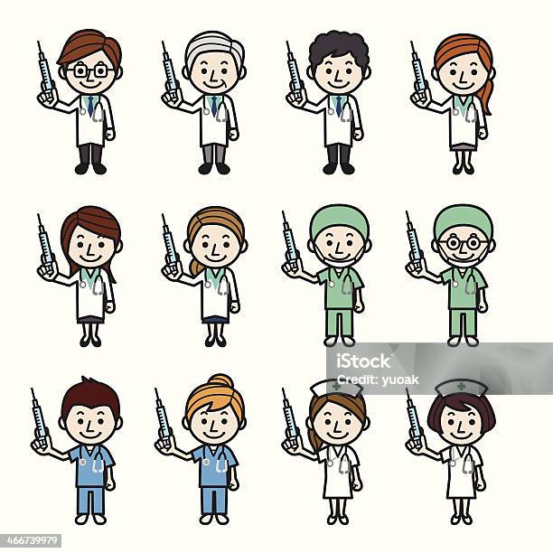 Health Care Workers With Syringe Stock Illustration - Download Image Now - Adult, Advice, Assistance