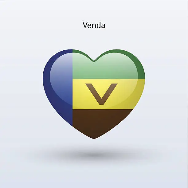 Vector illustration of Love Venda symbol. Heart flag icon.