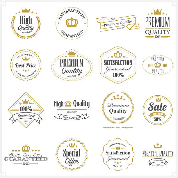 ゴールドプレミアム品質のスタンプ - quality certification点のイラスト素材／クリップアート素材／マンガ素材／アイコン素材