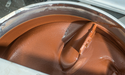 Machine for mixing chocolate. Close up. Bulgaria