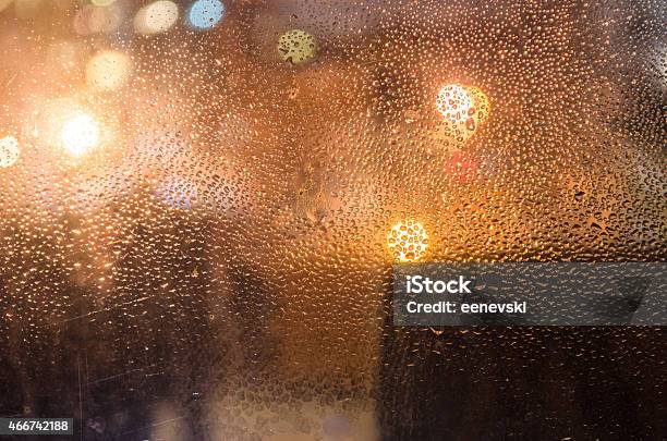 Lights Through Condensation On A Window Stock Photo - Download Image Now - 2015, Abstract, Backgrounds