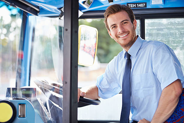 istock Portrait Of Bus Driver Behind Wheel 466742553