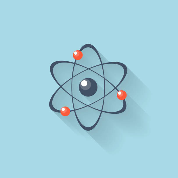 Flat web internet icon. Atomic model Flat web internet icon. Atomic model. nuclear fission stock illustrations