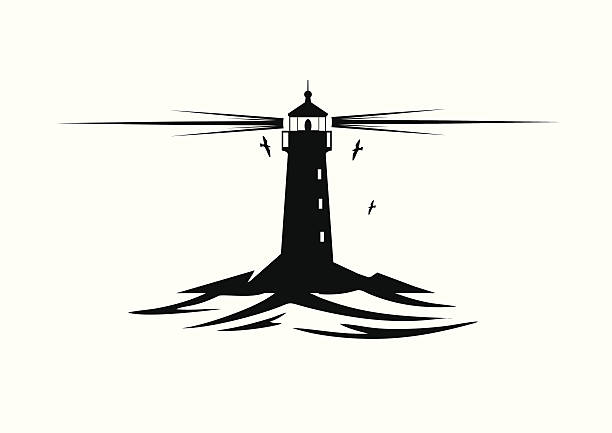 latarnia morska - sea sign direction beacon stock illustrations