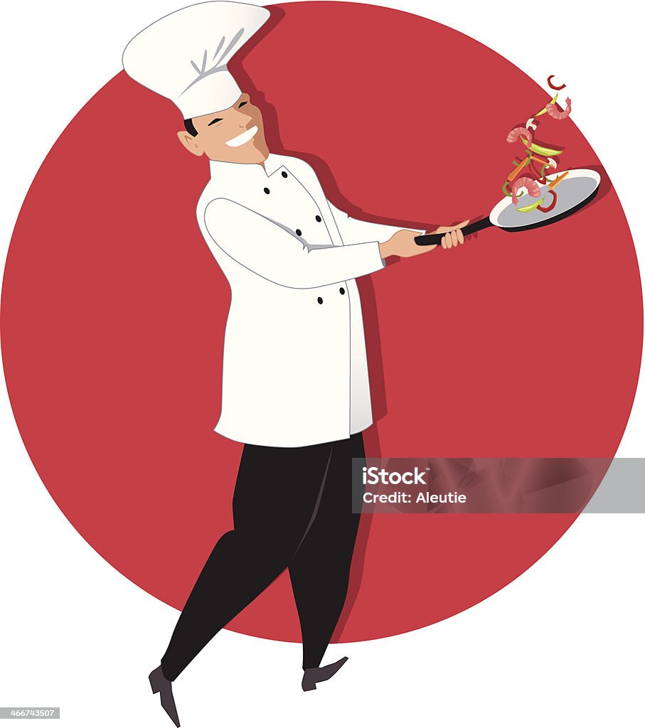 chef fritar mexa - - Royalty-free Chefe de Cozinha arte vetorial