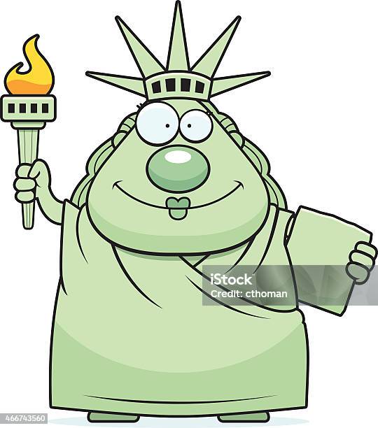 Happy Cartoon Statue Of Liberty Stock Illustration - Download Image Now - Cartoon, Statue of Liberty - New York City, 2015