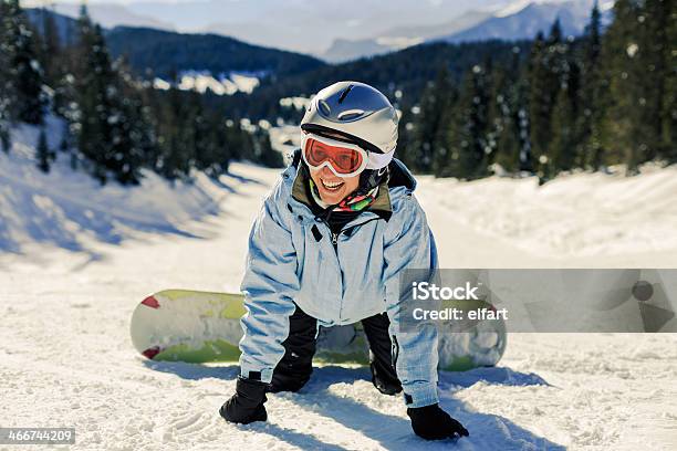 Female Snowboarder Learning Stock Photo - Download Image Now - Skiing, Learning, Ski