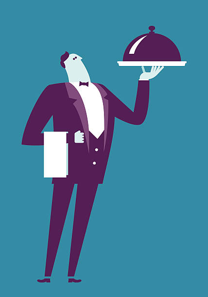 Waiter Vector Illustration - Waiter butler stock illustrations