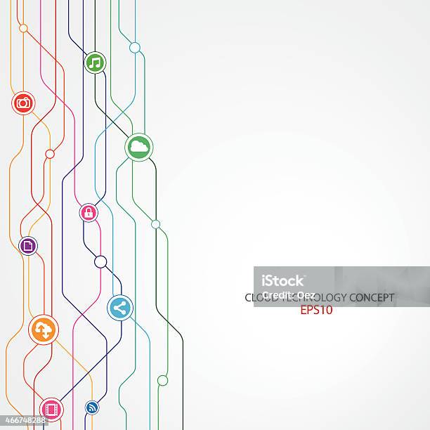 Cloud Technology Connections Stock Illustration - Download Image Now - 2015, Blue, Bubble