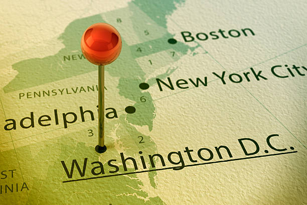 istock Washington D.C. Map City Straight Pin Vintage 466748461