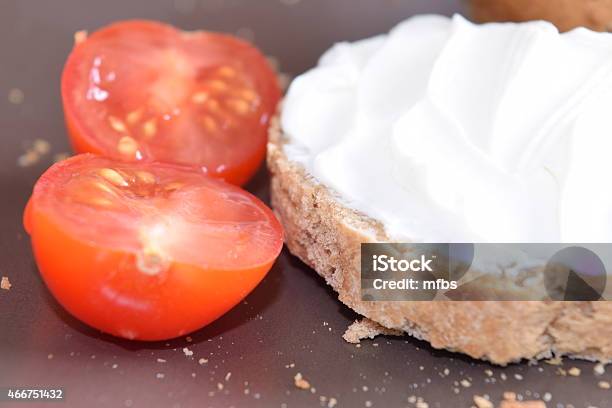 Slice Of Bread With Cream Cheese Stock Photo - Download Image Now - 2015, Bread, Breaded