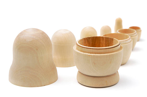 istock Set of five disassembled wooden matryoshkas 466751500