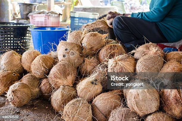 Farmer Cutting Coconut Shell Stock Photo - Download Image Now - Coconut, Cutting, Food Processing Plant