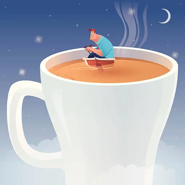 Vector illustration of rowing in cup of coffee