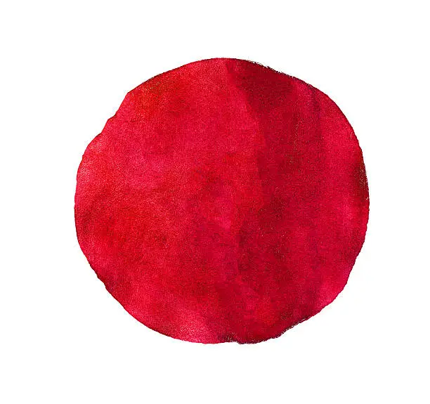 Photo of Abstract red watercolor painted circle