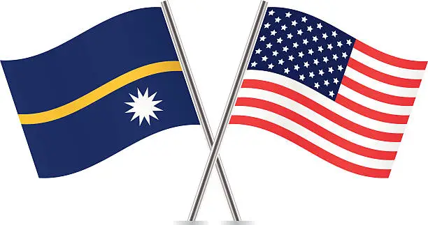 Vector illustration of American and Nauru flags. Vector.