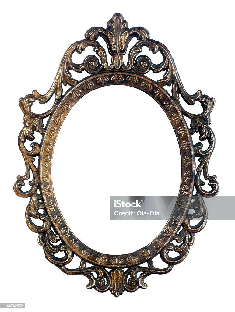 Oval vintage frame Bronze oval vintage frame isolated Mirror - Object Stock Photo