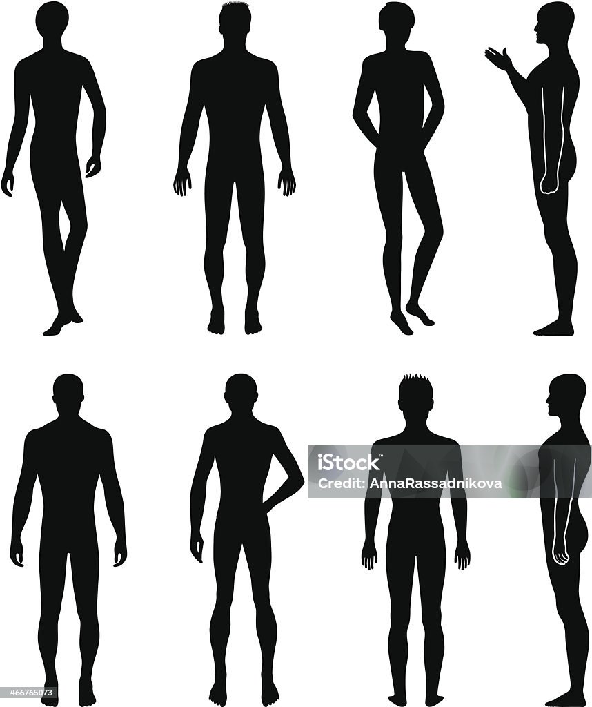 Full length front, back silhouette of man Set of full length front, back silhouette of man. Stock image created in Adobe Illustrator. EPS 8. In Silhouette stock vector