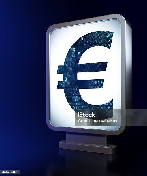 Moneda Concepto Euro En Cartelera De Fondo Foto de stock y más banco de imágenes de Ahorros - Ahorros, Aire libre, Azul