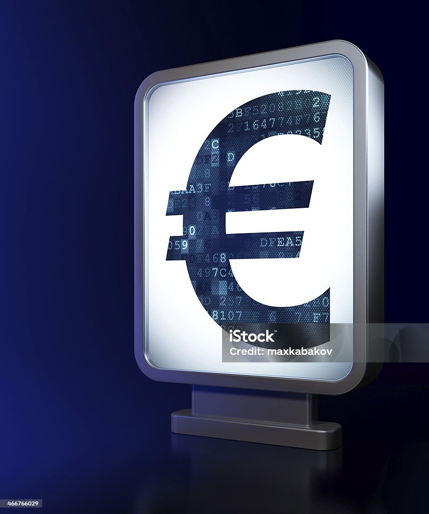 Conceito de moeda: Euro em outdoor fundo - Foto de stock de Azul royalty-free