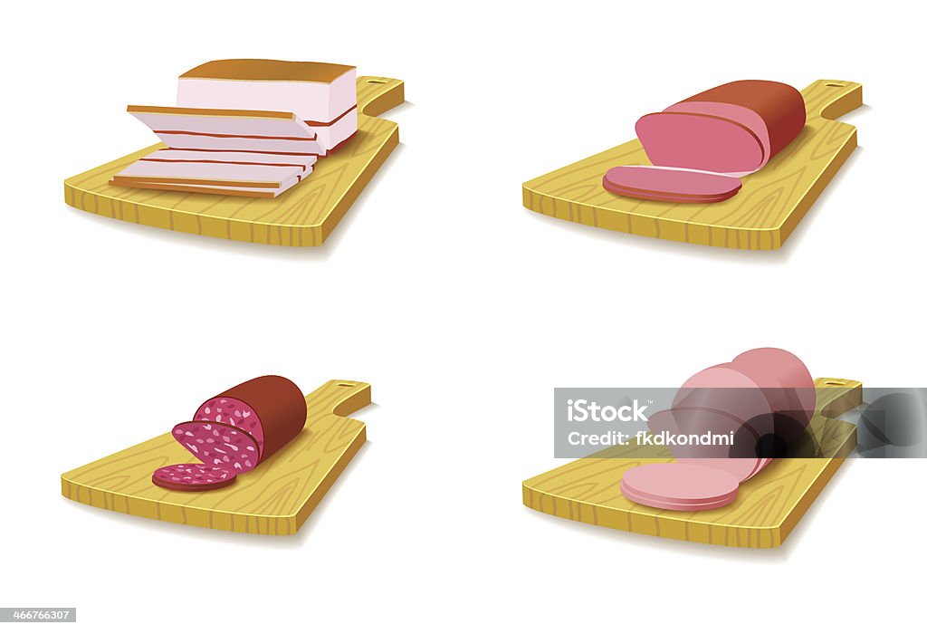Set di prodotti a base di carne sul Tagliere. - arte vettoriale royalty-free di Salame