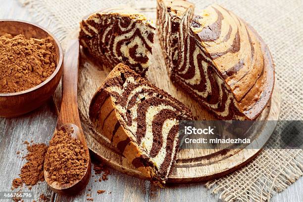 Cake With Cocoa Powder Stock Photo - Download Image Now - 2015, Baked, Baked Pastry Item