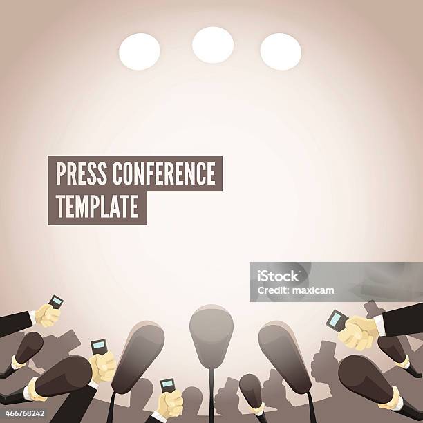 Press Conference Template Stock Illustration - Download Image Now - 2015, Adult, Broadcasting