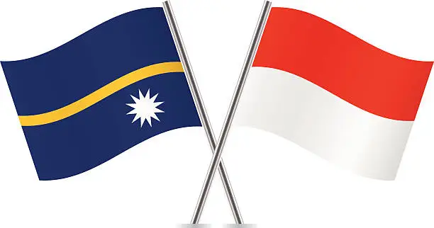 Vector illustration of Indonesian and Nauru flags. Vector.