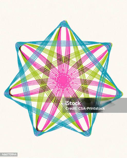 Multicolor Snowflake Line Drawing Stock Illustration - Download Image Now - 2015, Colored Background, Curled Up