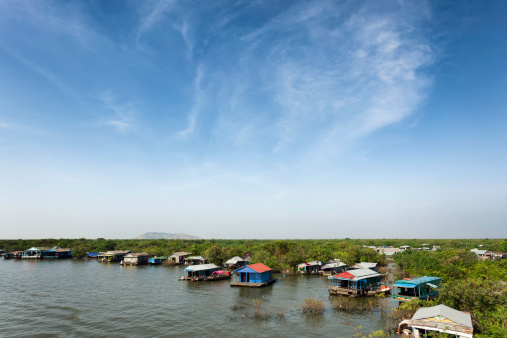 The Chong Kneas floating village near Siem Reap, Cambodia.