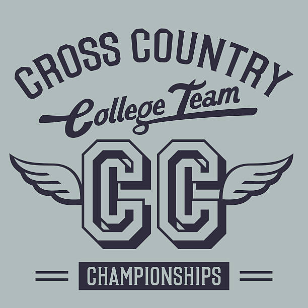 cross country college'u koszulka projekt - bieg przełajowy stock illustrations