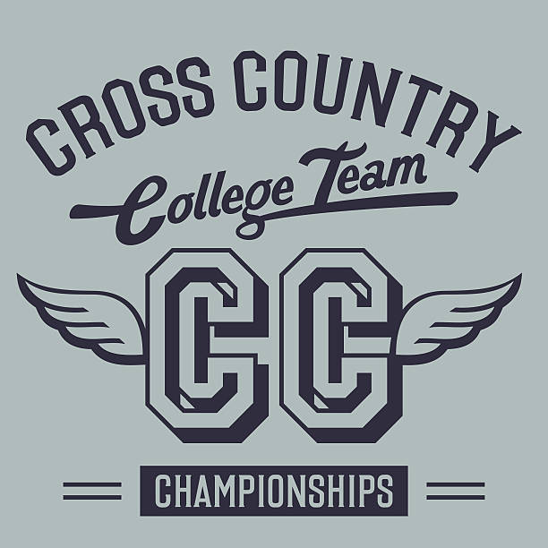 ilustrações, clipart, desenhos animados e ícones de cross country college camiseta design - off track running illustrations