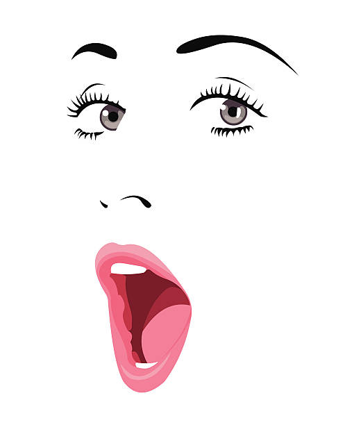 ilustraciones, imágenes clip art, dibujos animados e iconos de stock de vector de mujer sorprendida expresión facial - mouth open illustrations