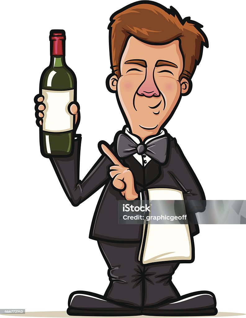 Serveur Illustration avec bouteille de vin - clipart vectoriel de Adulte libre de droits