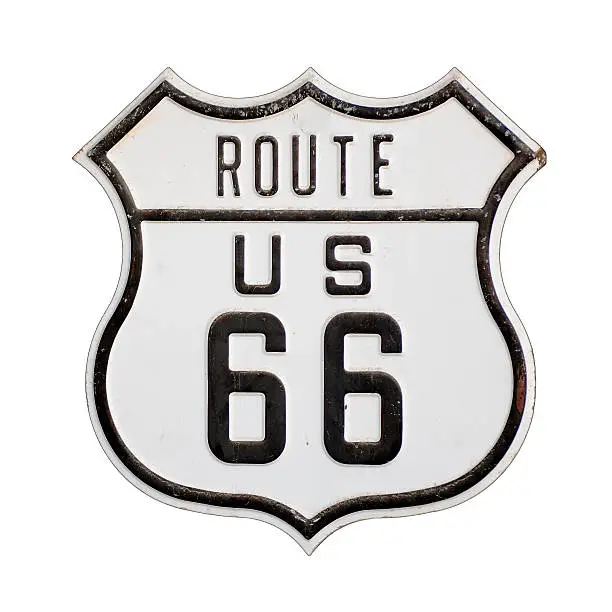 US route 66 highway sign with Clipping Path.