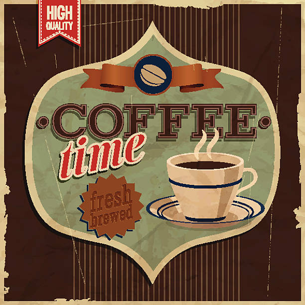 Vintage card - coffe time. Vintage card - coffe time. Vector illustration. 1940s style stock illustrations
