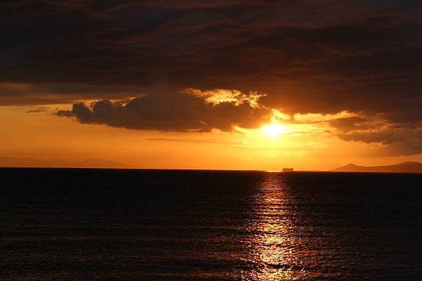 Sunset at the seaside stock photo