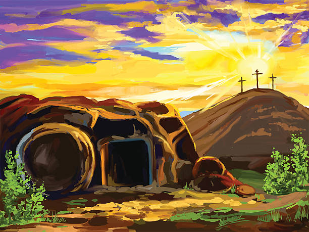 ilustrações de stock, clip art, desenhos animados e ícones de easter jesus cristo ilustração vetorial mão desenhada pintado - tomb