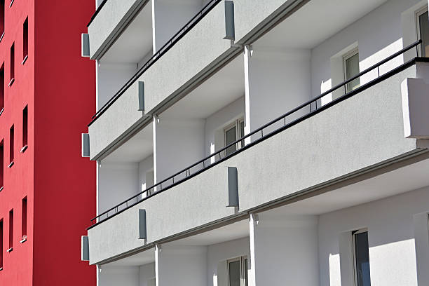 fassade - plattenbau homes architectural detail architecture and buildings foto e immagini stock