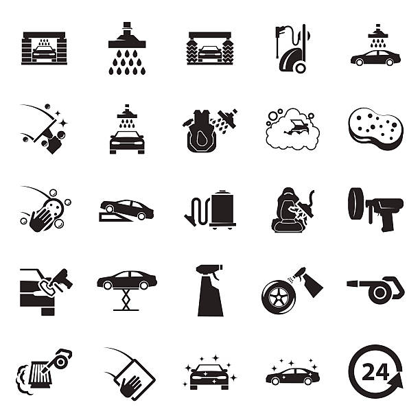 Car wash icon vector art illustration