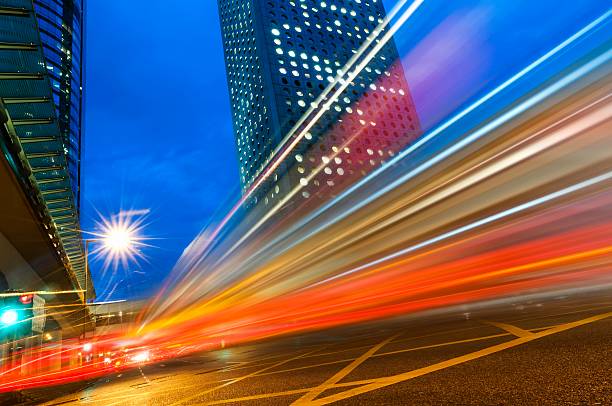 istock Modern city at night, Hong Kong, China. 466776735