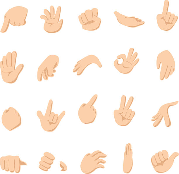 Illustrations of hands signs for communication Set of human cartoon hands - Vector illustration pointing illustrations stock illustrations