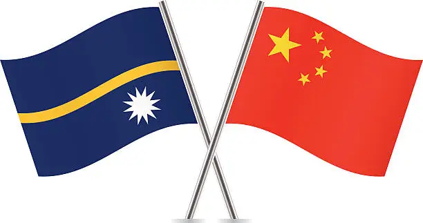 Vector illustration of Chinese and Nauru flags. Vector.
