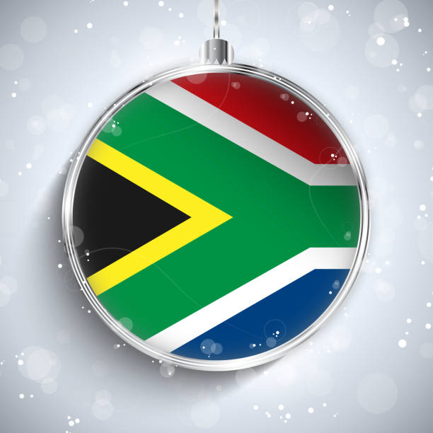 istock Merry Christmas Silver Ball with Flag South Africa 466785476