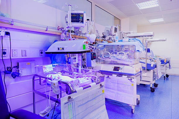 istock Hospital ward with incubators UV lamp for babies 466789136