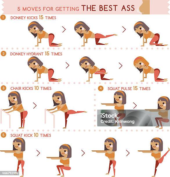 Five Move For Getting The Best Ass Stock Illustration - Download Image Now - 2015, Active Lifestyle, Adult