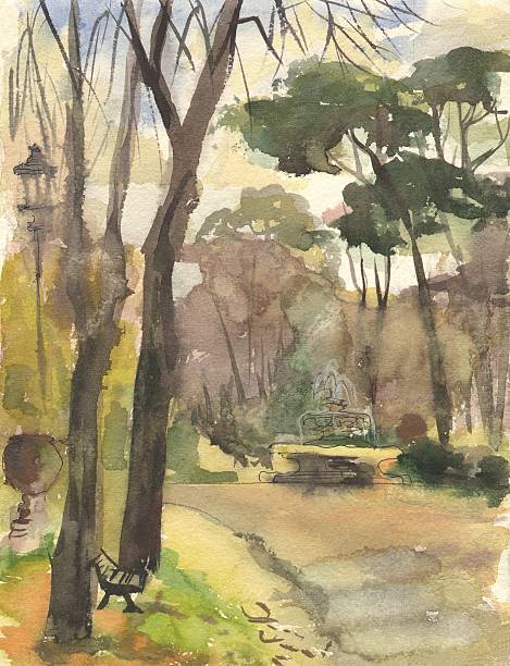 istock The scenery. Park. The paintings. Watercolor 466792288