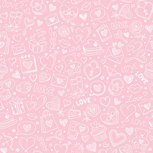 シームレスなパターン - candy heart candy valentines day heart shape点のイラスト素材／クリップアート素材／マンガ素材／アイコン素材